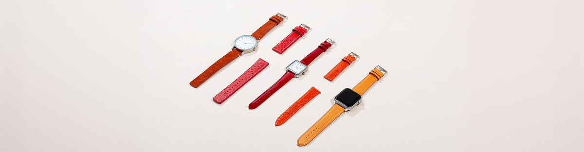 bracelet montre cuir rouge
