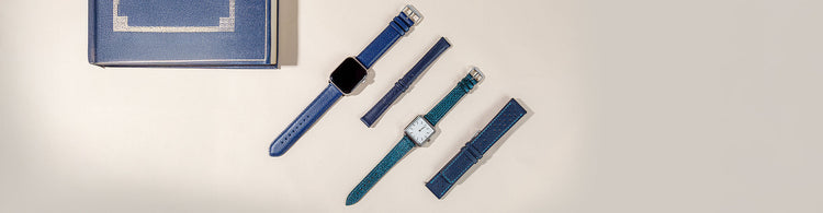 bracelet montre cuir bleu