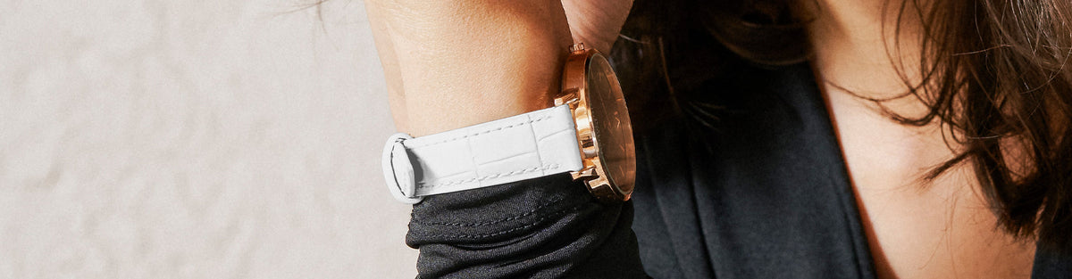 Bracelet montre cuir vert femme