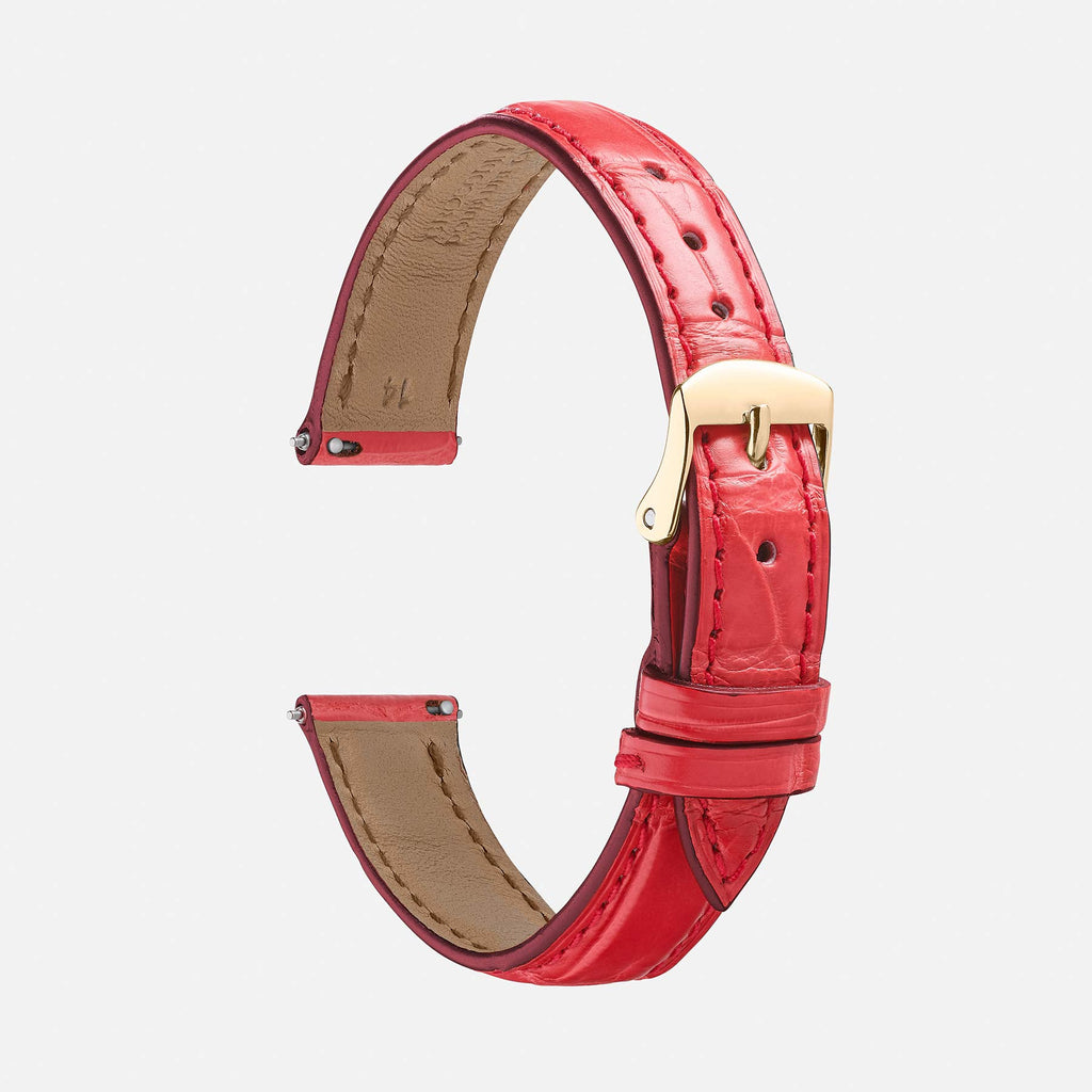 Bracelet montre rouge alligator pour femme