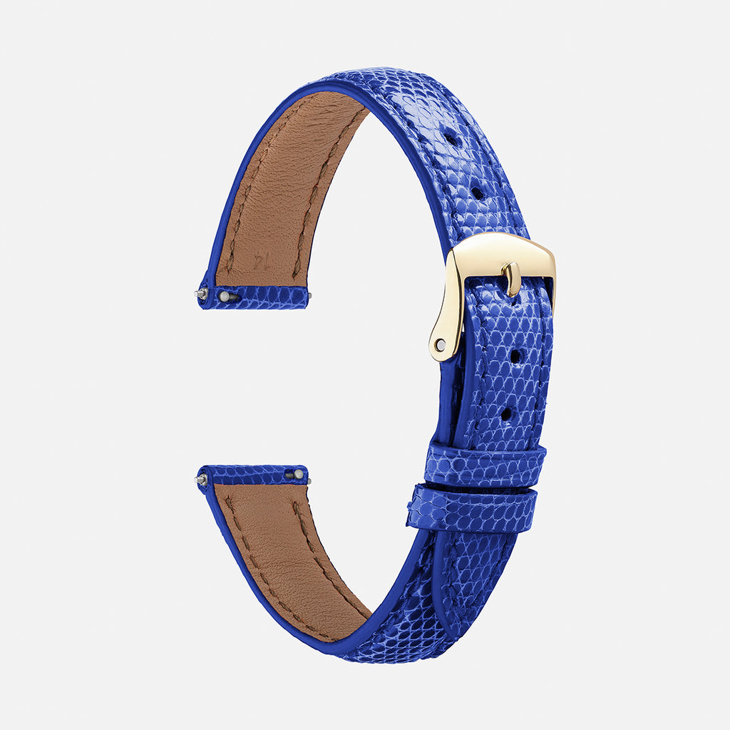 bracelet montre cuir bleu vintage lézard