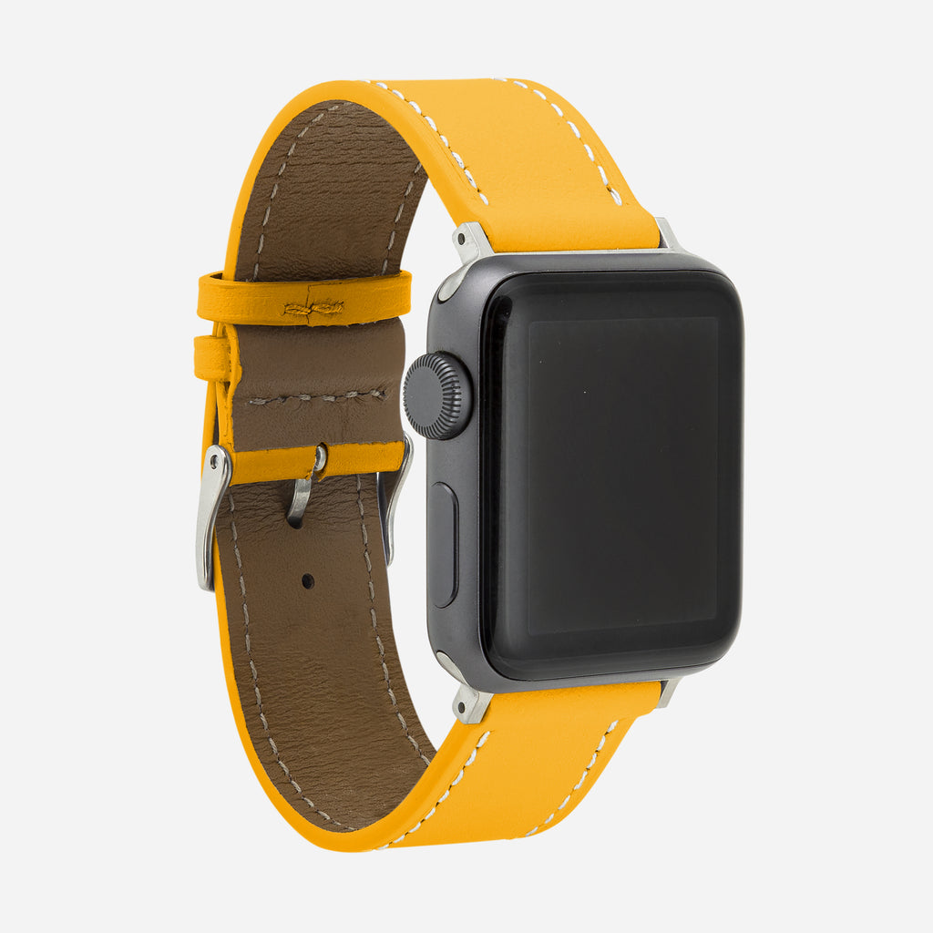 Bracelet montre cuir jaune Apple Femme