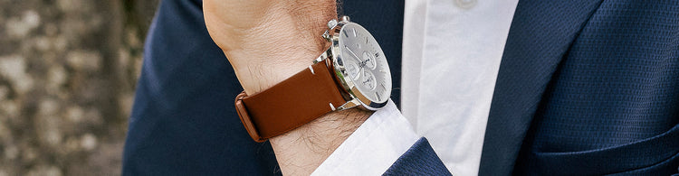 Bracelet de montre en cuir marron pour homme