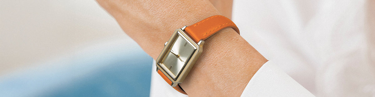 bracelet montre orange homme et femme