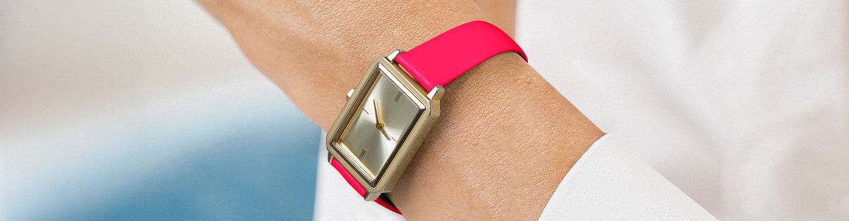 bracelet montre cuir rose