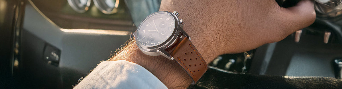 Bracelet de montre rallye perforé en cuir