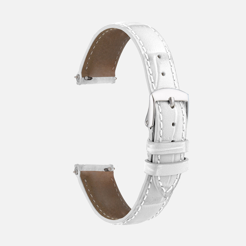 Bracelet de montre blanc façon croco pour femme