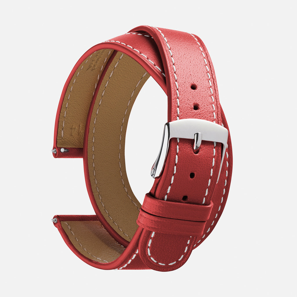 Bracelet montre cuir rouge