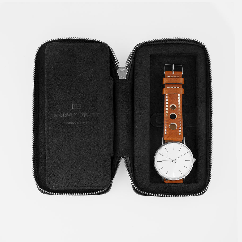 étui de voyage pour montres noir