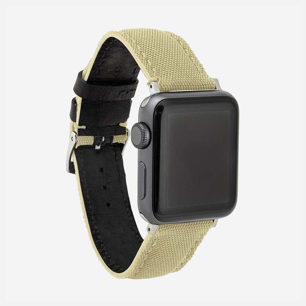 bracelet en nylon et cuir pour Apple Watch beige