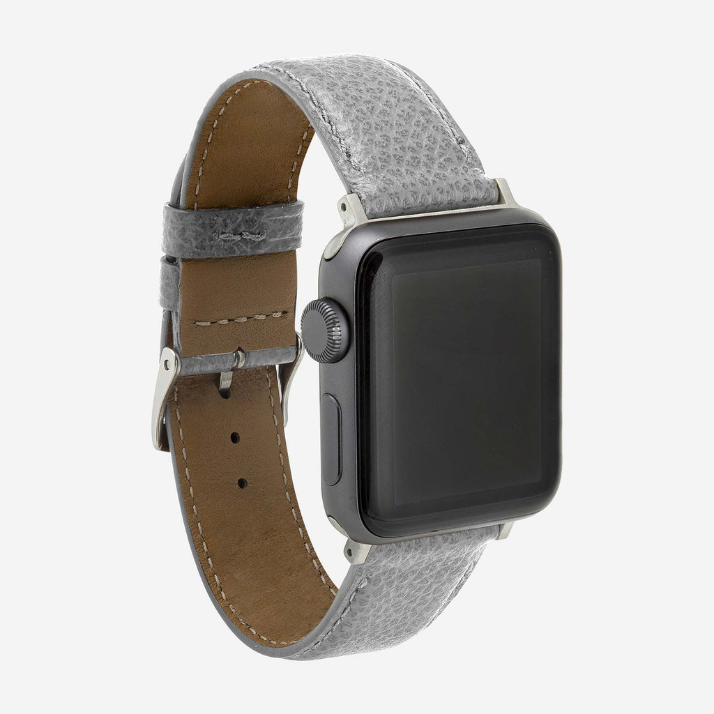 bracelet Apple Watch cuir homme grainé gris