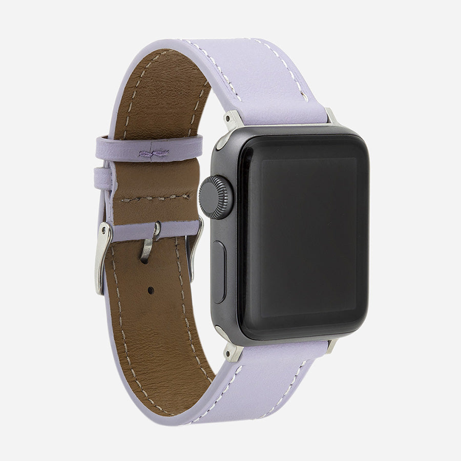 bracelet de montre Apple pour femme en cuir parme 