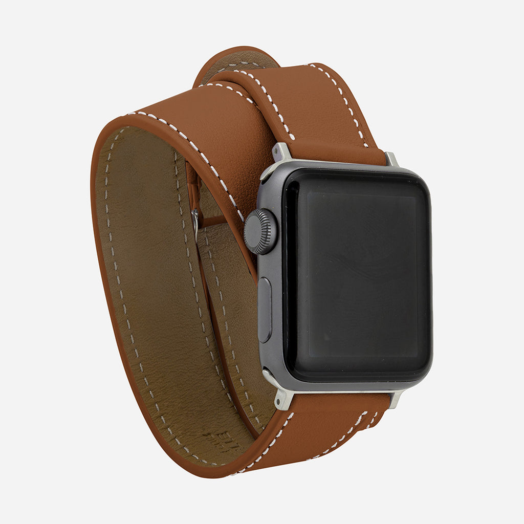 bracelet double tour apple watch marron