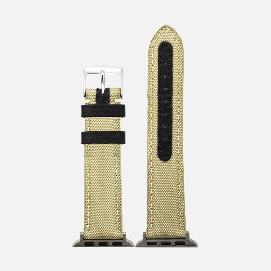 bracelet femme Apple Watch en tissu beige