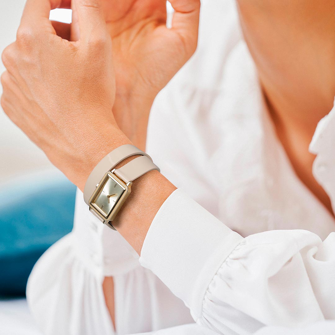 Montre Femme un Bracelet Cuir Double Tour, Bracelet montre deux