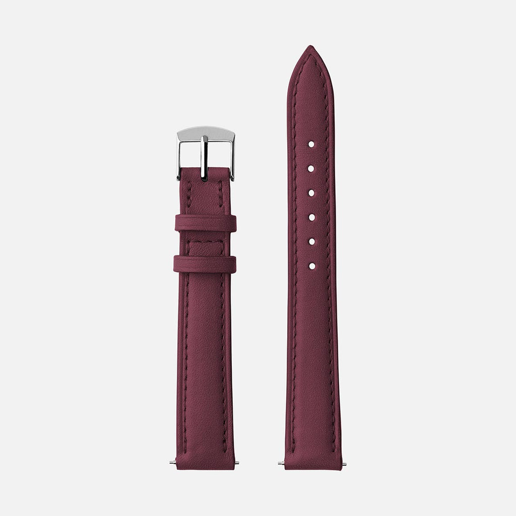 bracelet de montre femme en cuir lisse bordeaux