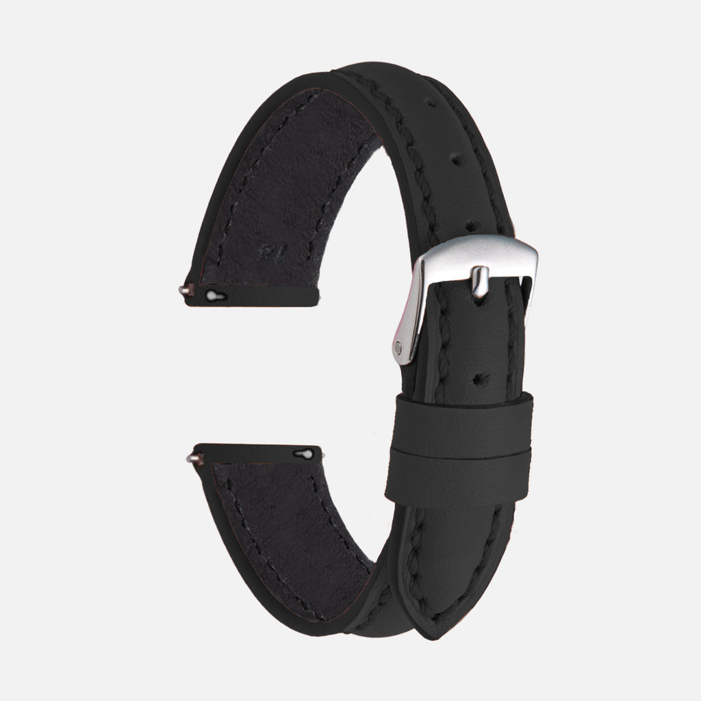 bracelet montre en cuir étanche noir