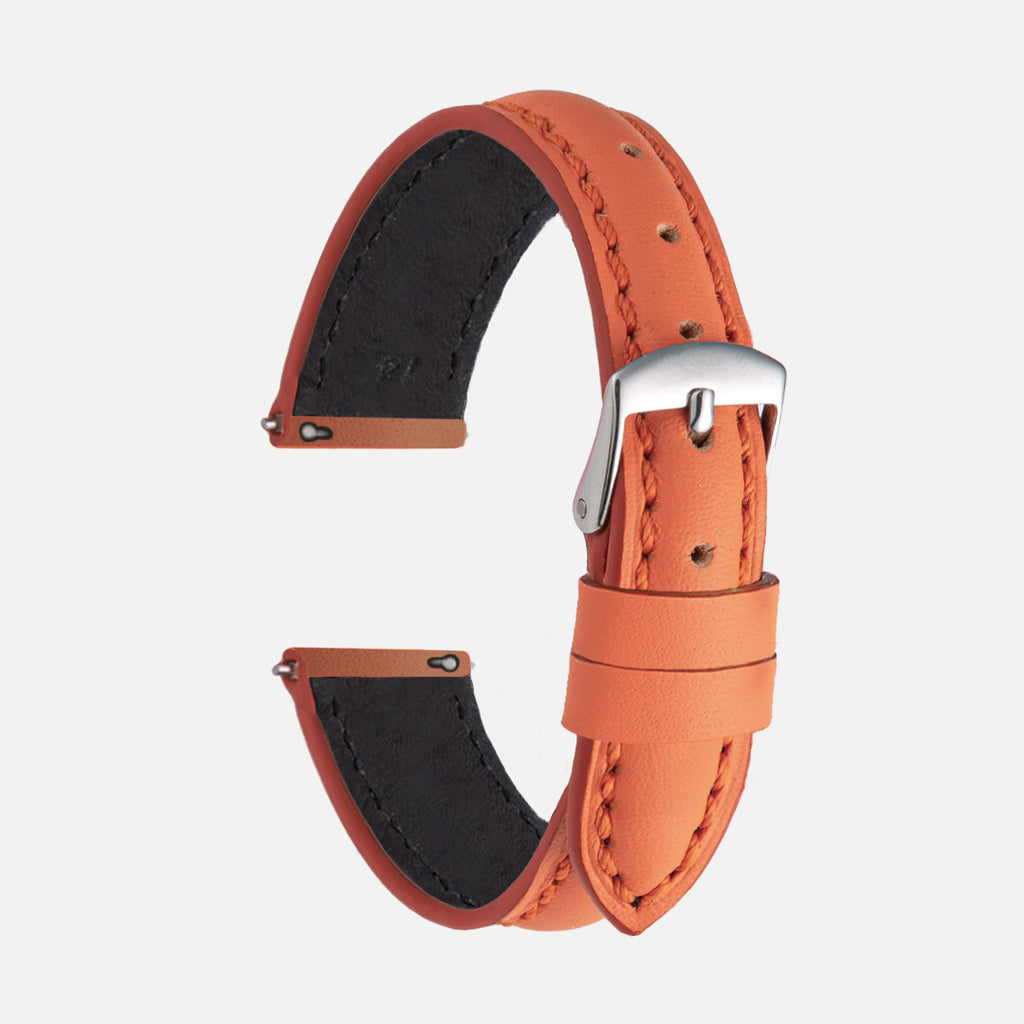 bracelet montre en cuir étanche orange