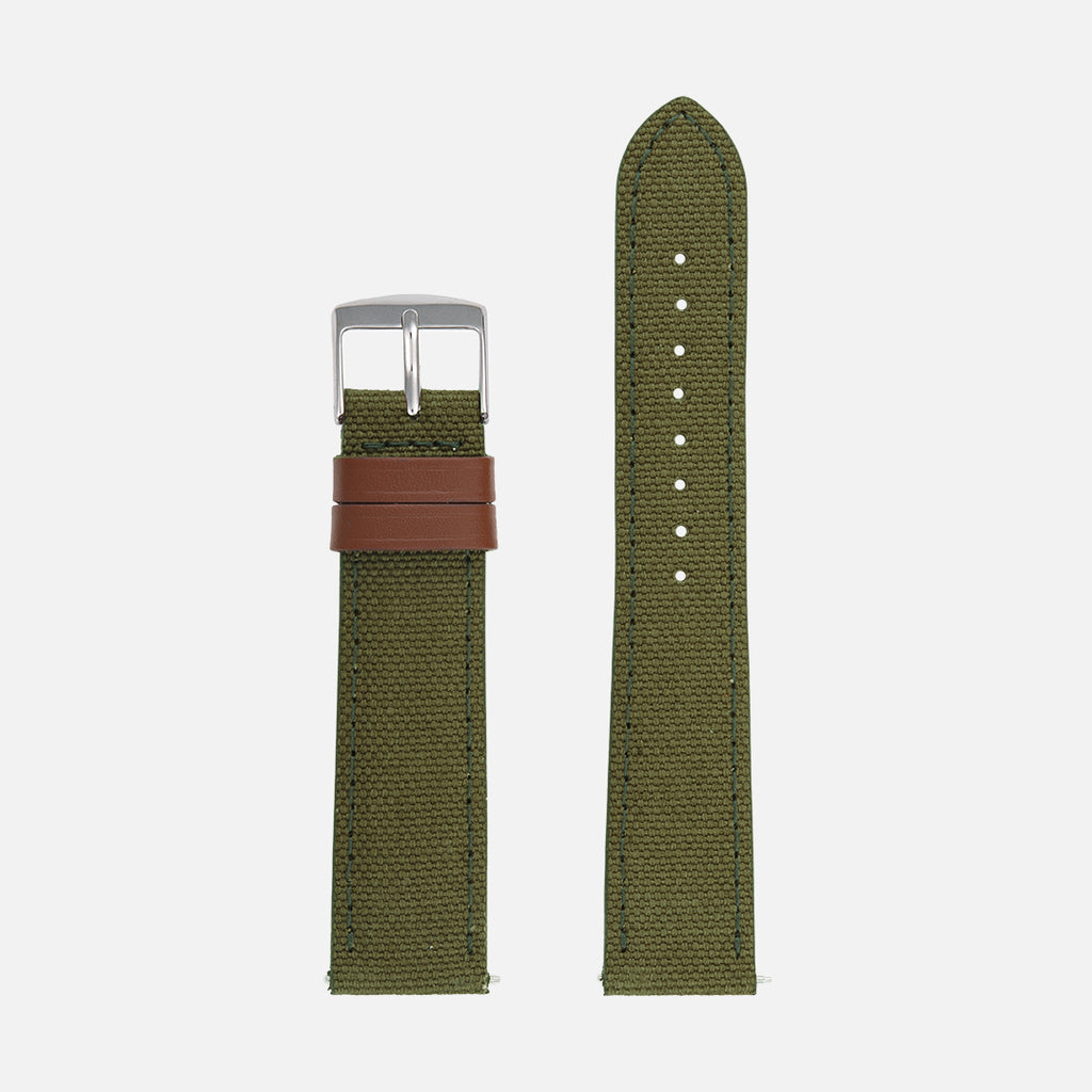  bracelet montre toile militaire kaki