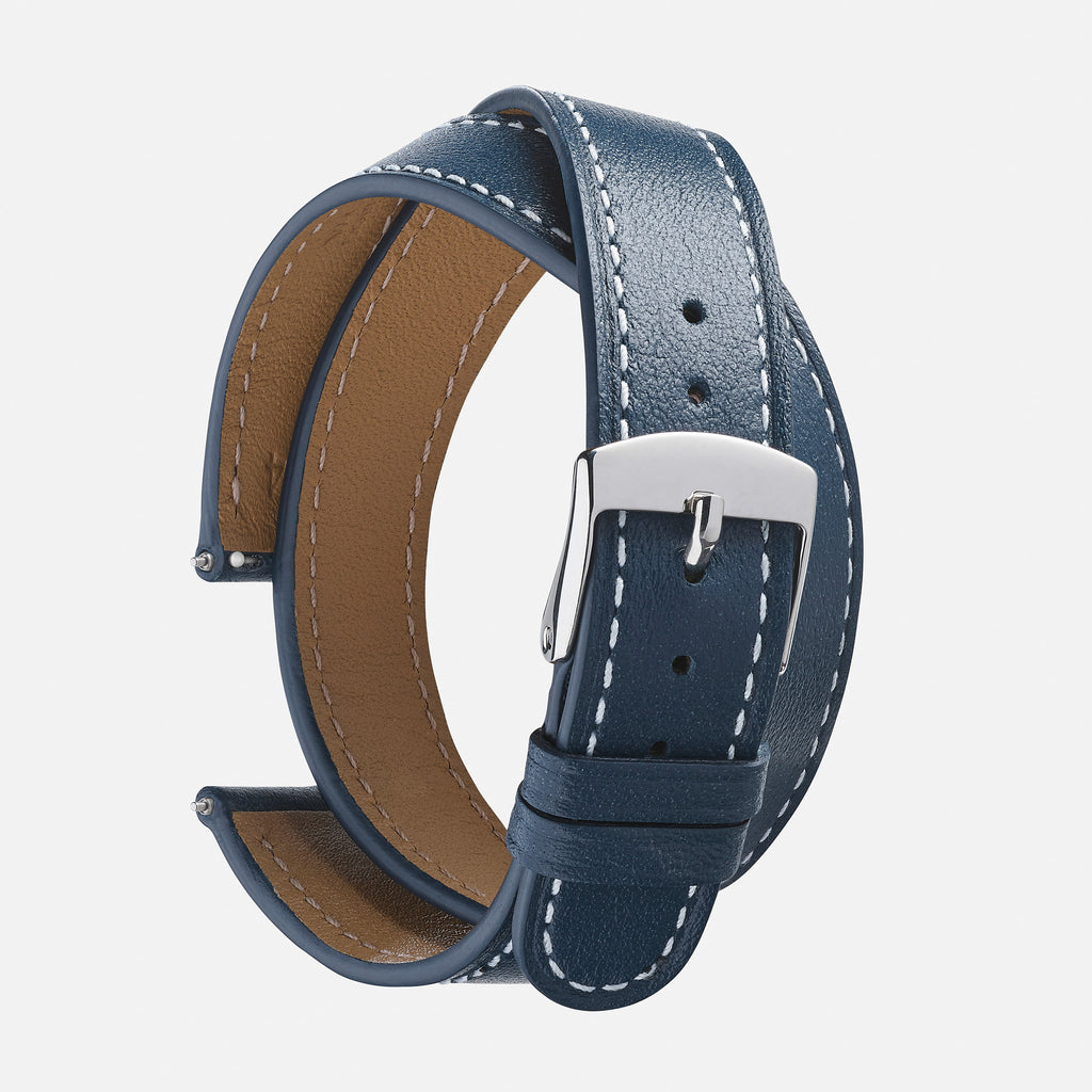 Bracelet montre cuir bleu marine
