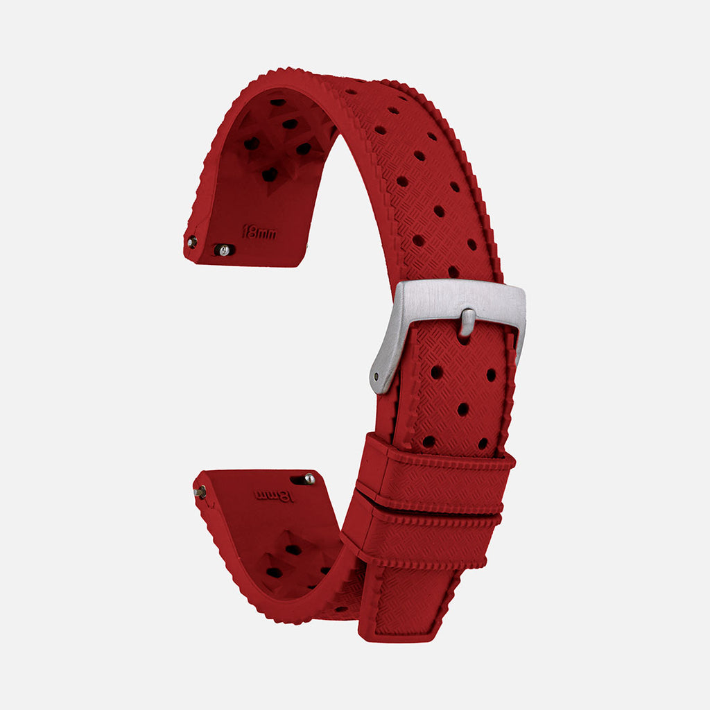 Longines bracelet en caoutchouc rouge