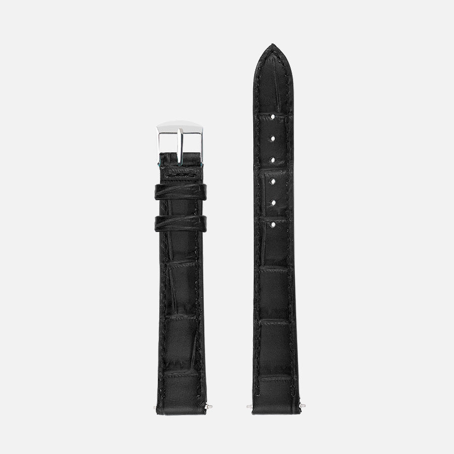 bracelet de montre en cuir artisanal noir