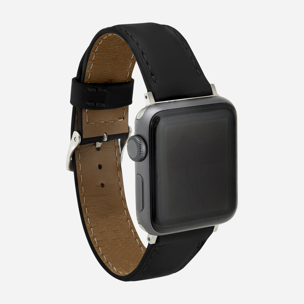 Bracelet cuir noir Apple Watch