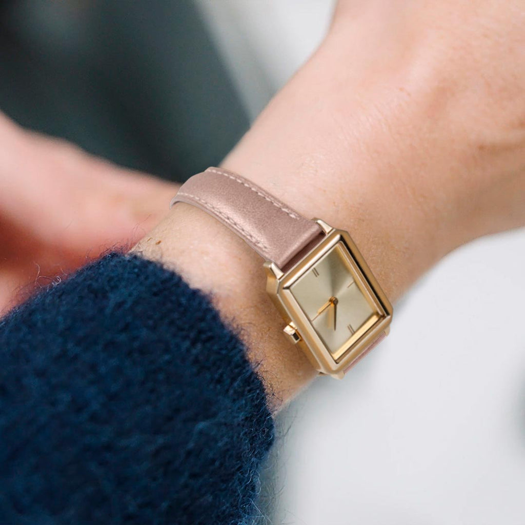 bracelet en cuir pour montre femme rose