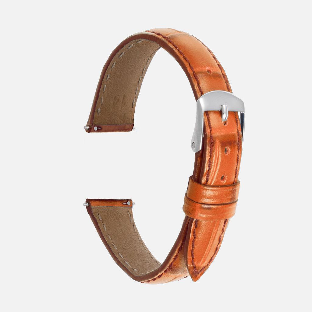 bracelet en cuir montre pour femme orange