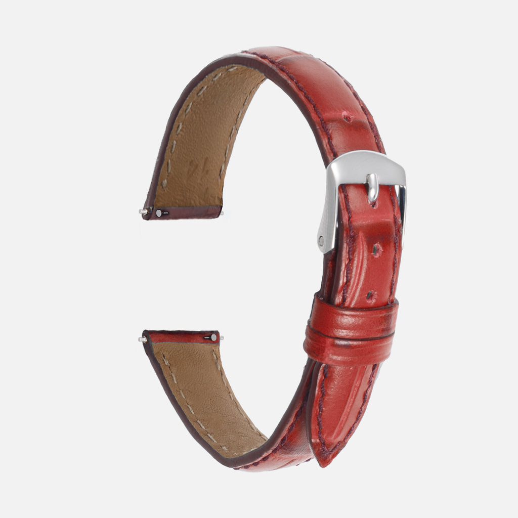 bracelet en cuir montre pour femme rouge