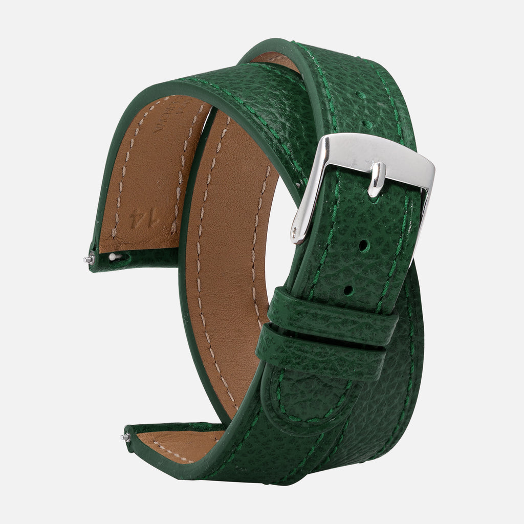 Bracelet montre double tour cuir vert