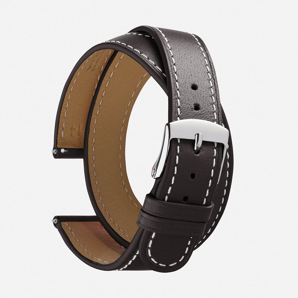 bracelet double tour pour Hermès marron foncé