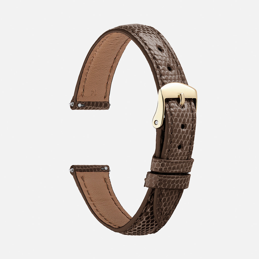 bracelet cuir lézard marron