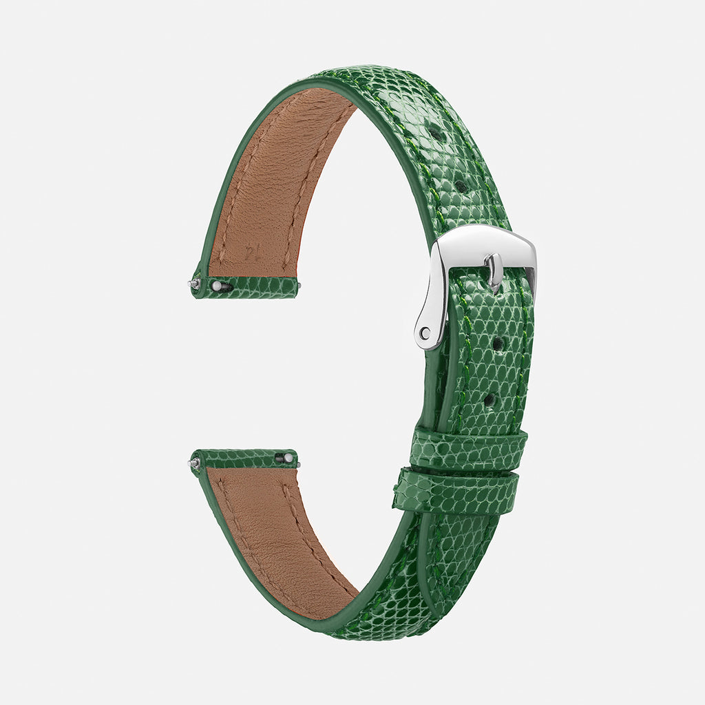 bracelet montre cuir lézard vert foncé