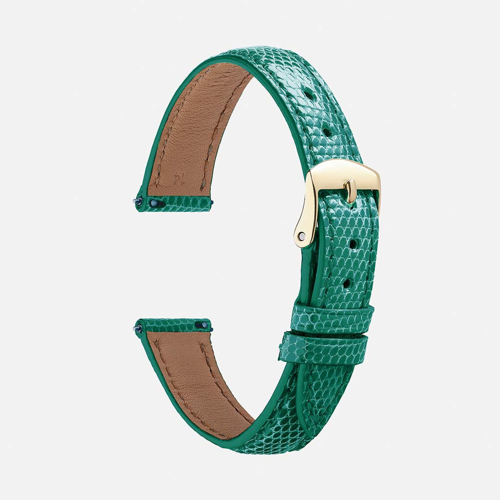 bracelet montre en cuir vintage de lézard vert