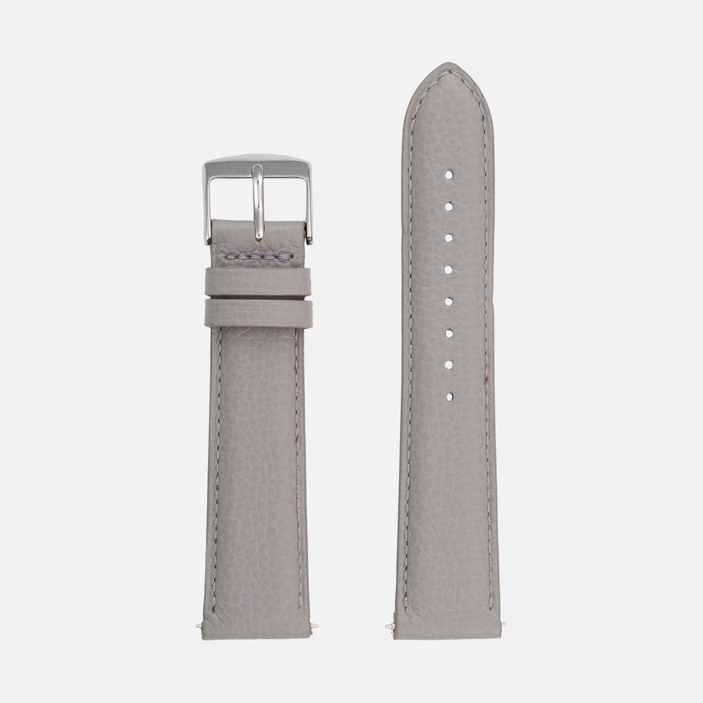 bracelet montre homme cuir grainé gris