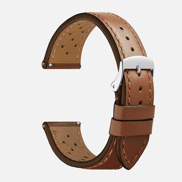 bracelet montre cuir perforé marron clair