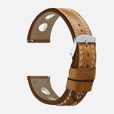bracelet montre cuir perforé marron clair
