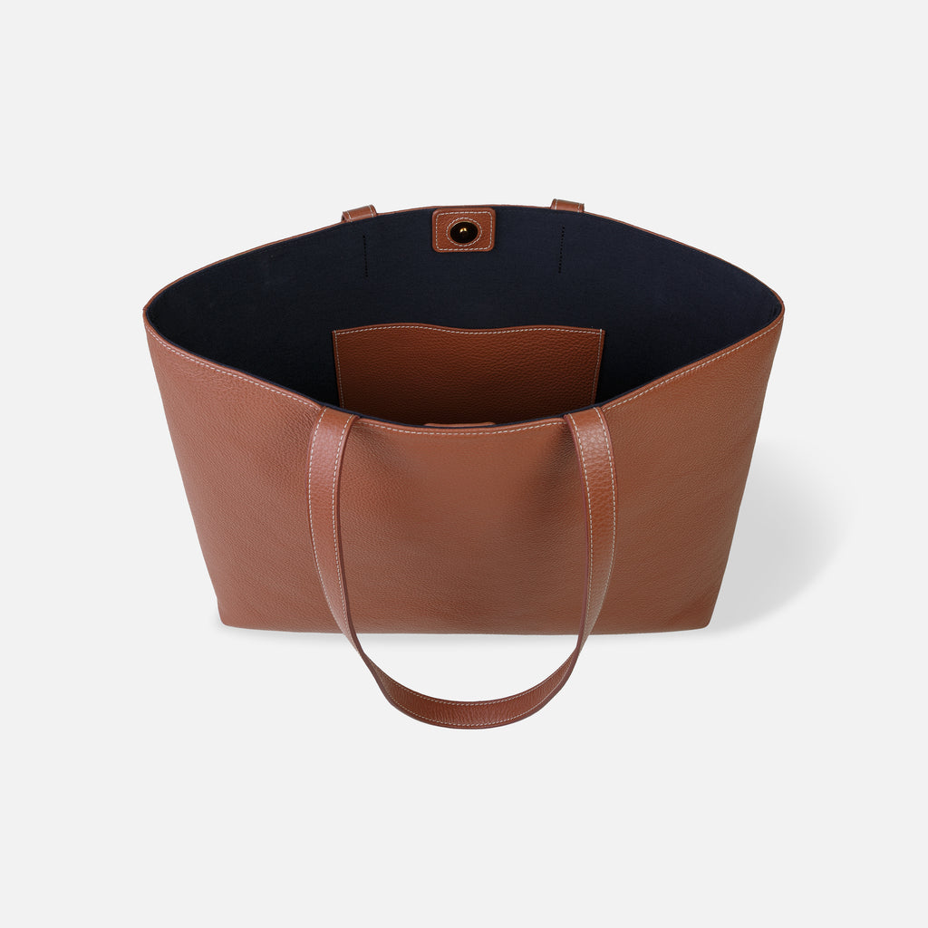 sac cabas en cuir véritable femme marron