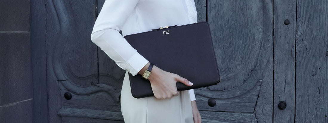 pochette d'ordinateur en cuir pleine fleur