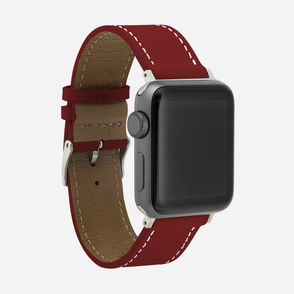 bracelet Apple Watch cuir rouge femme