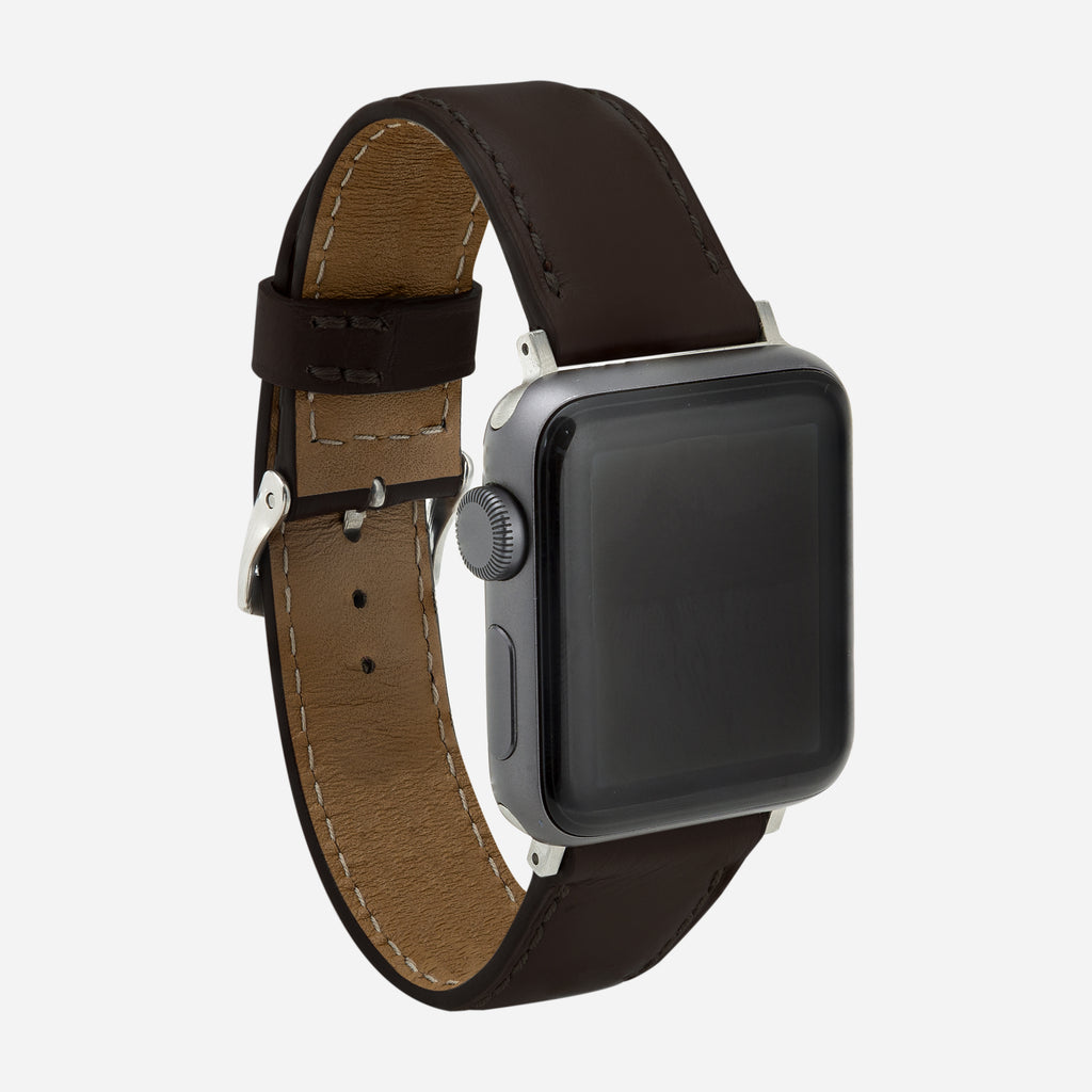 bracelet montre Apple Watch cuir noir pour homme