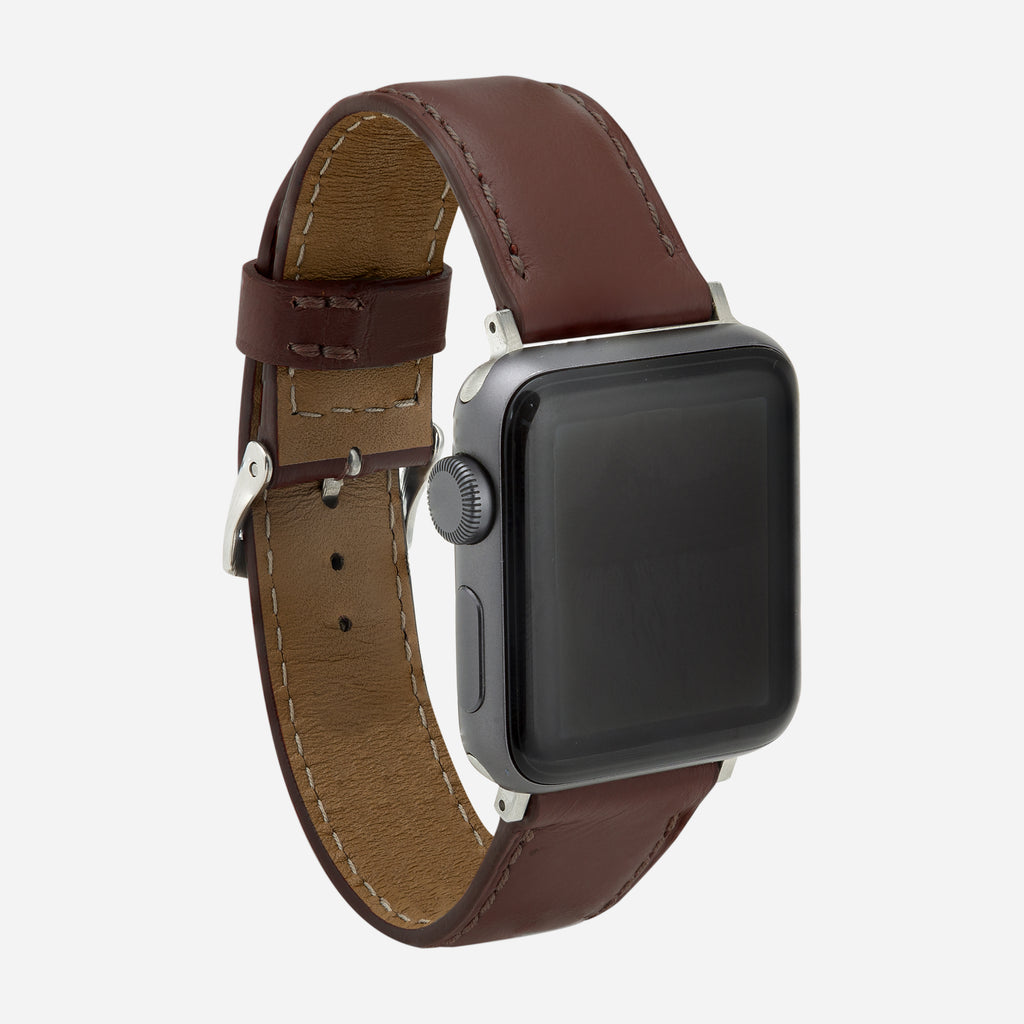 bracelet montre Apple Watch cuir marron pour homme