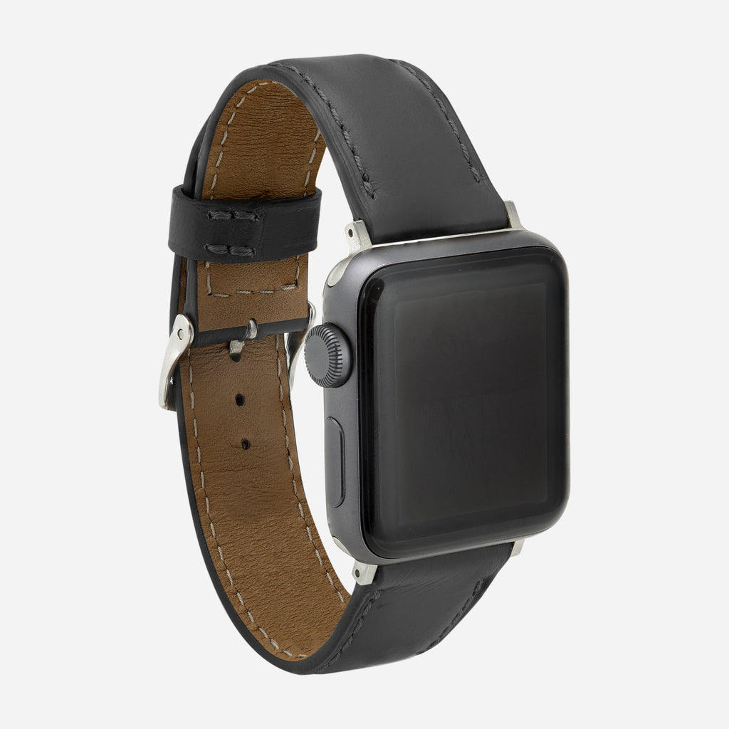 bracelet montre Apple Watch cuir gris pour homme