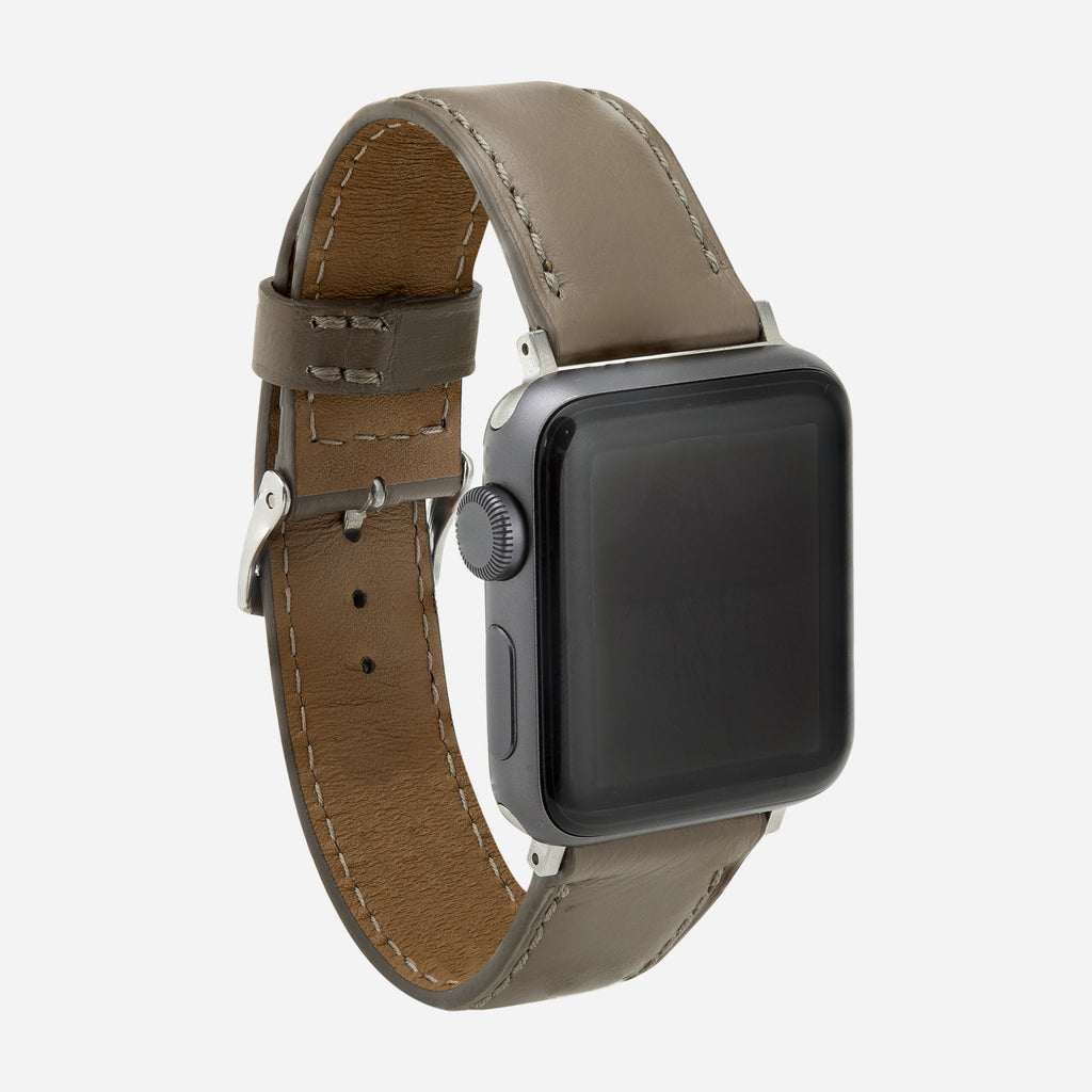 bracelet montre Apple Watch cuir beige pour homme