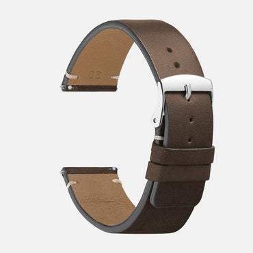 bracelet montre cuir marron sans couture apparente