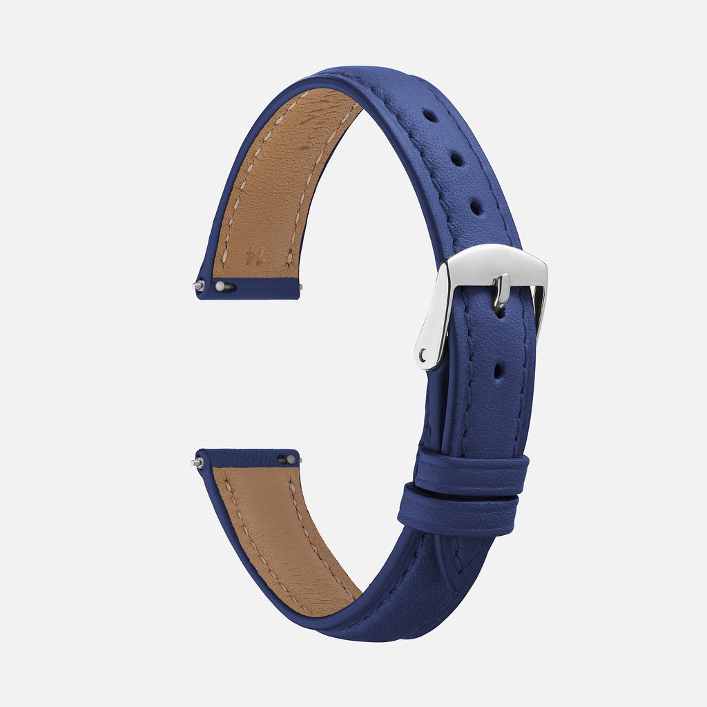 bracelet montre cuir de veau bleu 