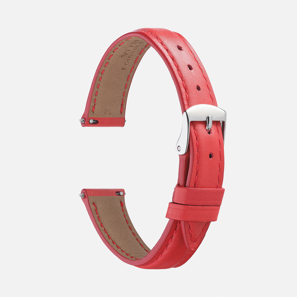 bracelet montre cuir de veau rouge