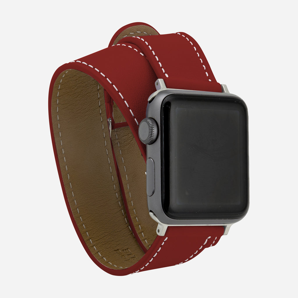 Bracelet montre cuir rouge Apple