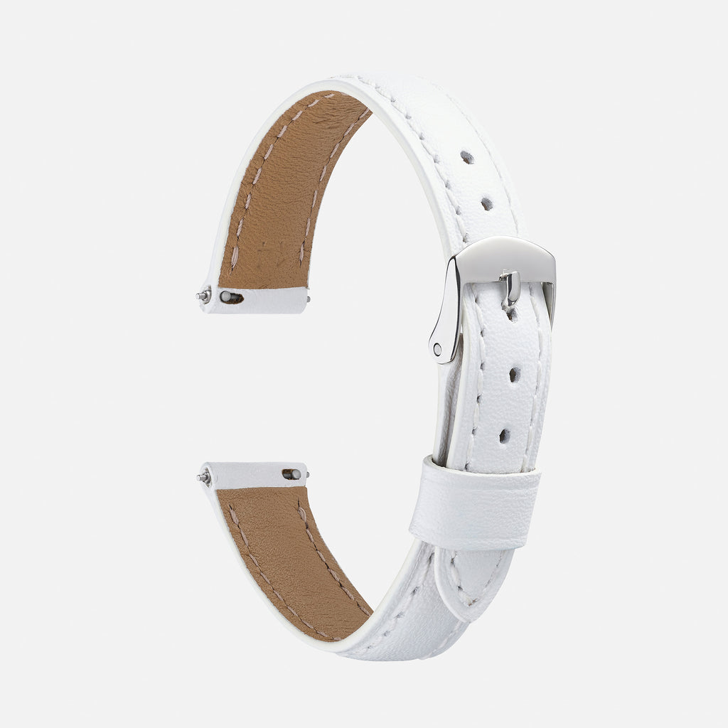Bracelet montre cuir femme blanc le lisse